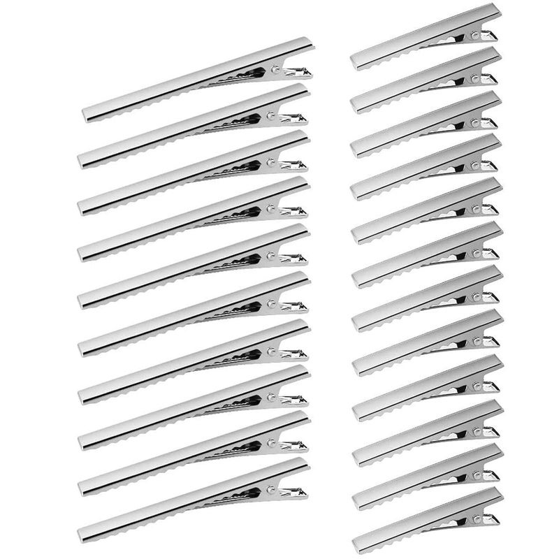 Aniann 100 Pcs Silver Alligator Hair Clips 3 Inch and 16 Inch Metal Hairdressing Salon Hair Grip Flat Top with Teeth 2 Sizes