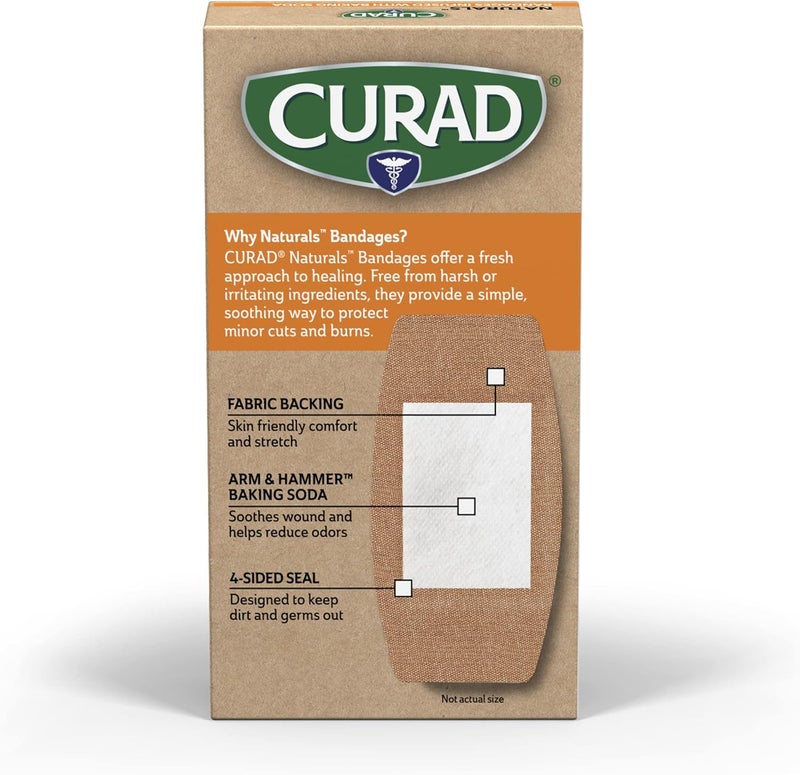 CURAD لصقات CURAD الطبيعية مع بيكربونات الصوديوم من ARM HAMMER 2 × 4 مغلفة بشكل فردي لاصقة معقمة مجموعة الإسعافات الأولية الأساسية تحمي من الخدوش والجروح ماصة ولصقة ذاتياً علبة 10 قطع - Image 2