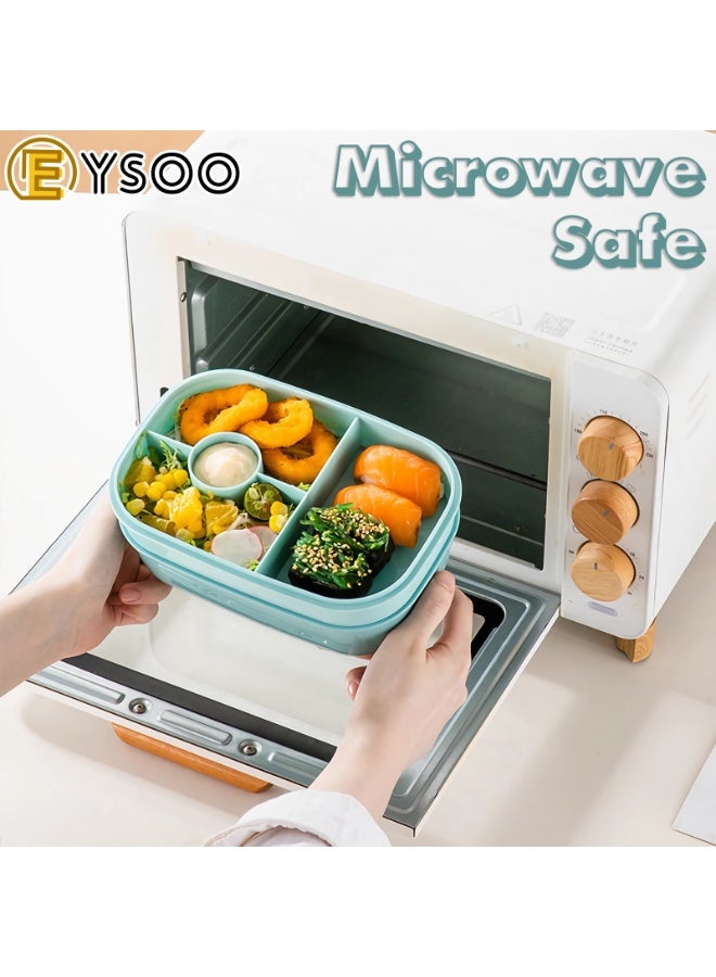 EYSOO 3-Layer Bento Lunch Box With 8 Compartments - 1900ml Capacity, Cutlery Included, Microwave & Dishwasher Safe, Leakproof, BPA Free for Kids and Adults - Image 4