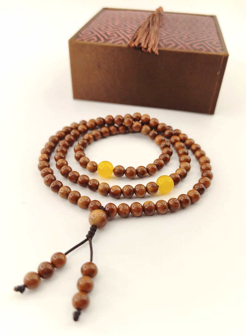 Fianser Prayer Beads 100% Natural Kuka Yellow Aqeeq Agate Handmade Tasbih Tasbeeh Zikr 99 6mm Dua Coco de Mer Muslim Islamic Arabic Ramadan Gift Exquisite - Image 1