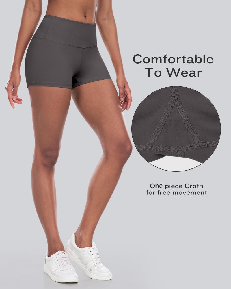 CHRLEISURE High Waisted Spandex Biker Shorts, Workout Booty Soft Yoga Shorts for Women (3" Black,DGray,Navy,Green, XL) - Image 2