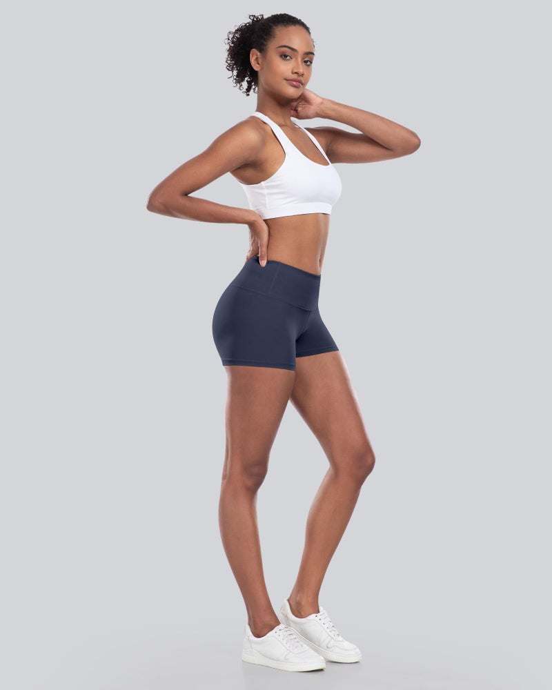 CHRLEISURE High Waisted Spandex Biker Shorts, Workout Booty Soft Yoga Shorts for Women (3" Black,DGray,Navy,Green, XL) - Image 4