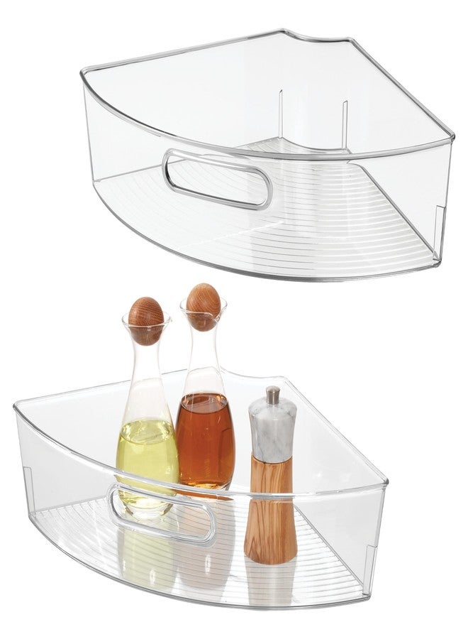 InterDesign iDesign Clear Plastic 1/4 Wedge Bin for Corner Lazy Susan Cabinet, Kitchen Cabinet Organizer, 2-Pack - Image 1