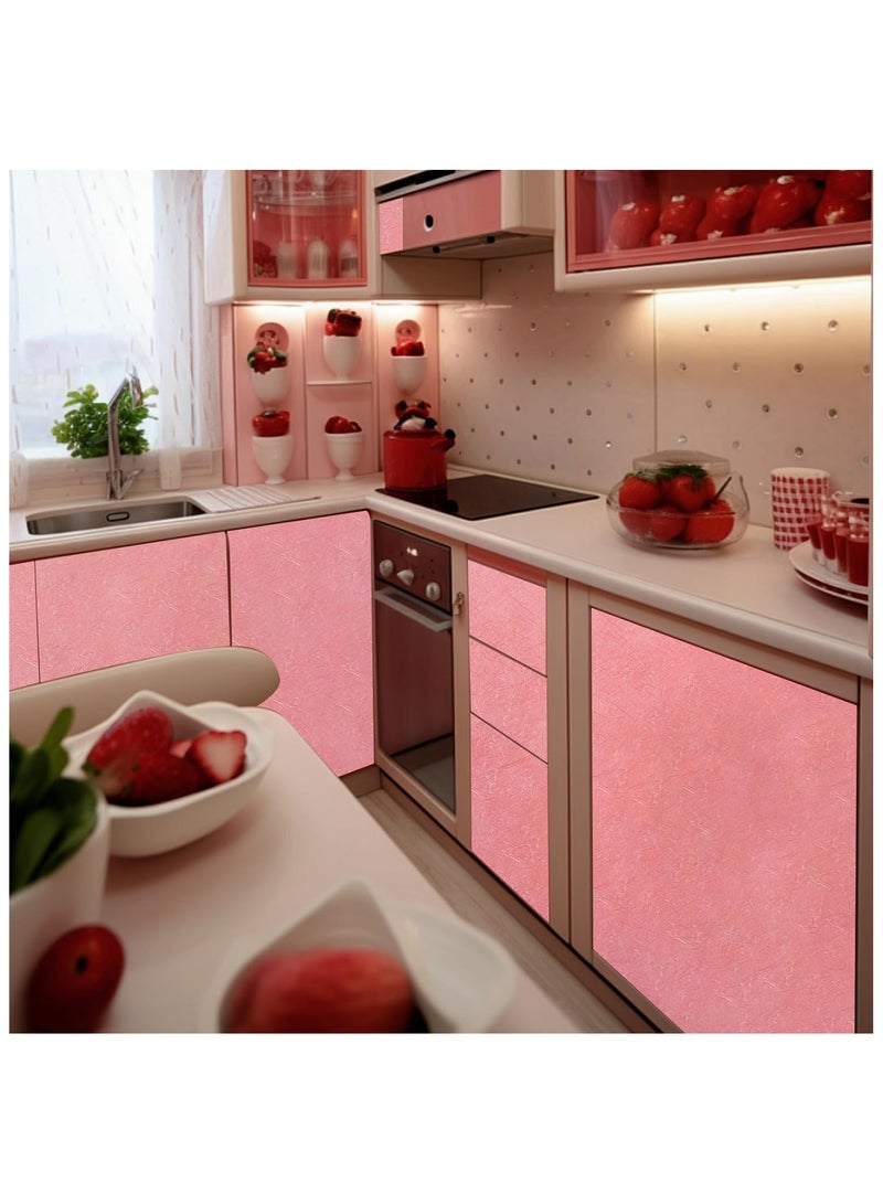 Anna 40cm x 5m Pink Textured Thick PVC Self-Adhesive Wallpaper - Image 3