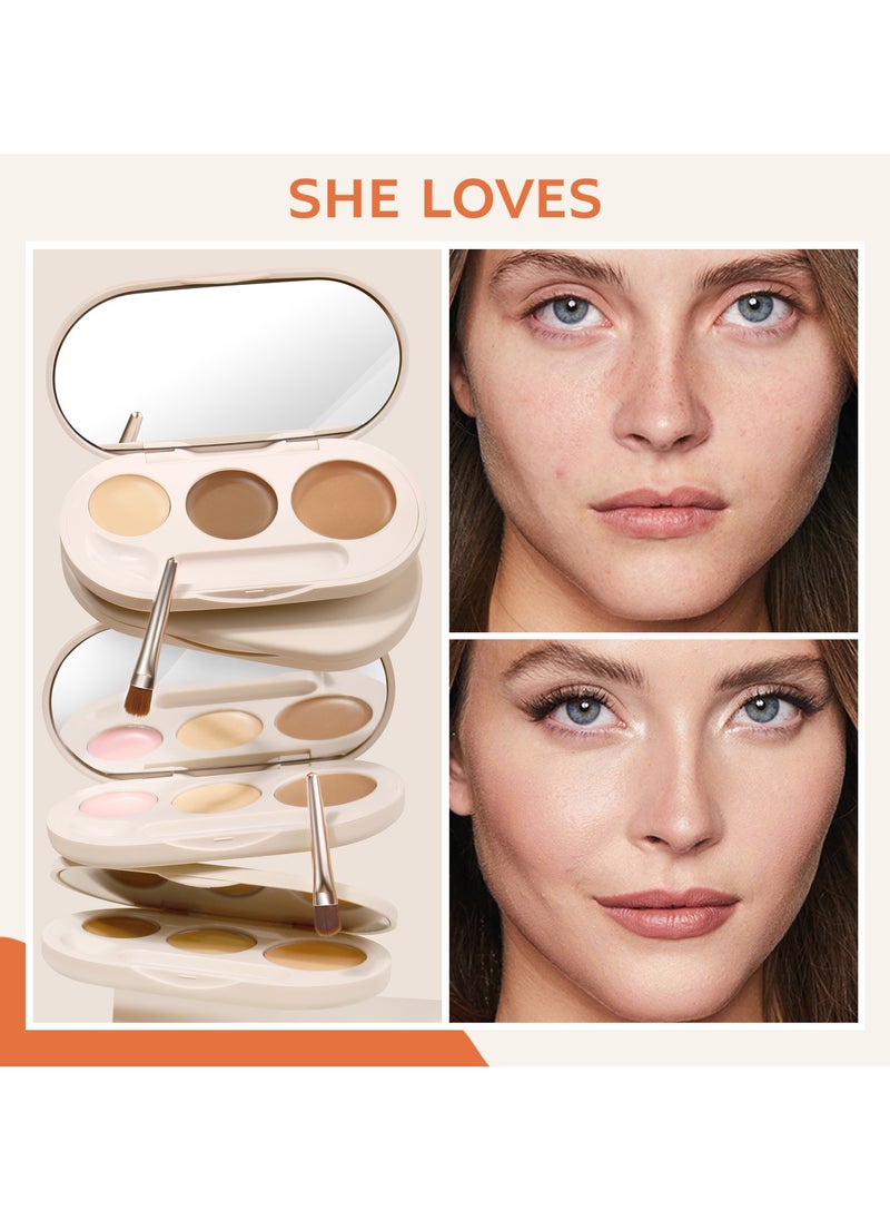 Sheloves Sheloves Concealer Palette Set - Creamy Formula with Brush - Ideal for Concealing Dark Circles Flawless Makeup and Brightening Skin(002)  - Image 4