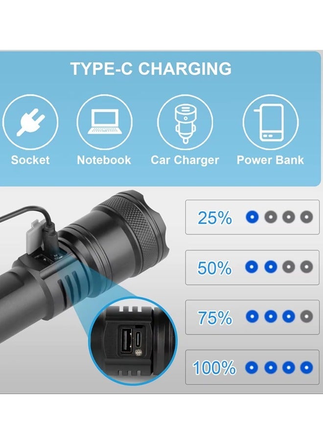 Rechargeable Flashlights,High Lumens Super Bright Led Tactical Flashlight Battery Powered Handheld Flashlights,Waterproof Torch, Zoomable,Long Range,for Camping,Car, Hiking, Emergency Survival Kits - Image 4