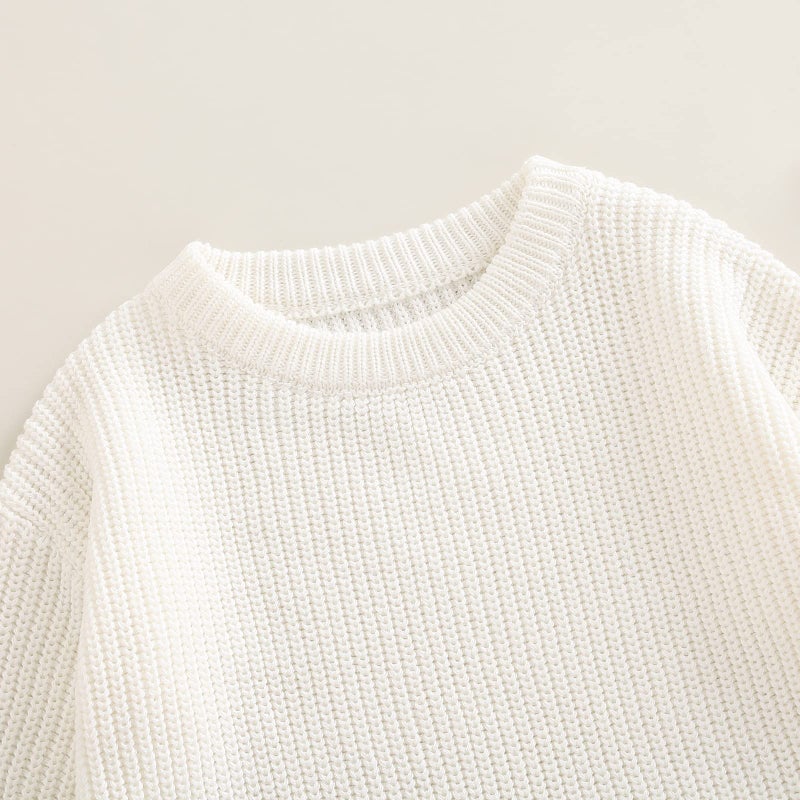 ZAXARRA Newborn Coming Home Baby Sweater Romper Long Sleeve Round Neck Solid Color Knit Bodysuit Infant Boy Girl Outfit (White, Newborn) - Image 2