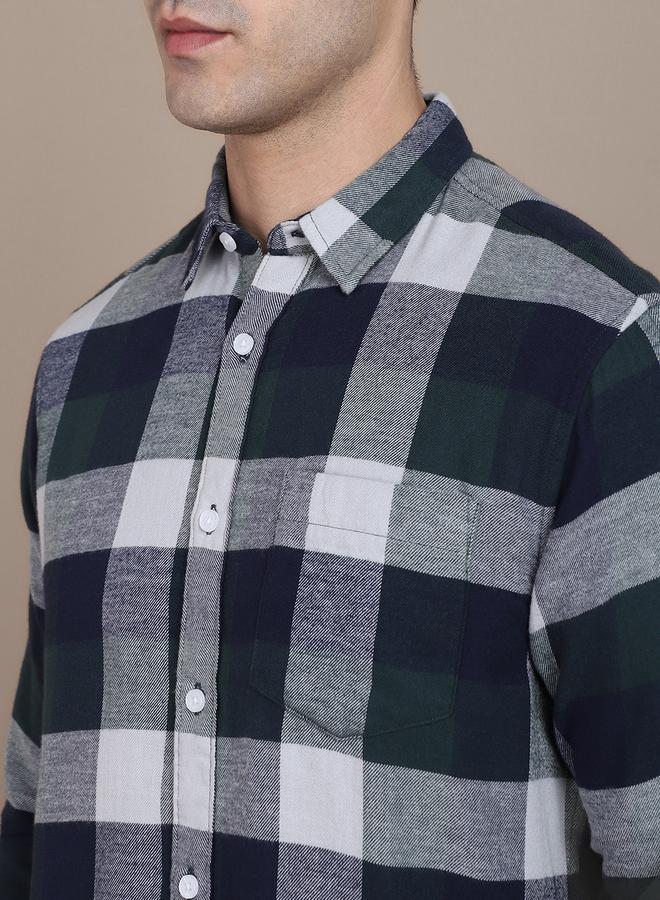 Dennis Lingo Slim Fit Navy 100% Cotton Checked Shirt for Men - Spread Collar, Full Sleeves, Casual,  - Image 2
