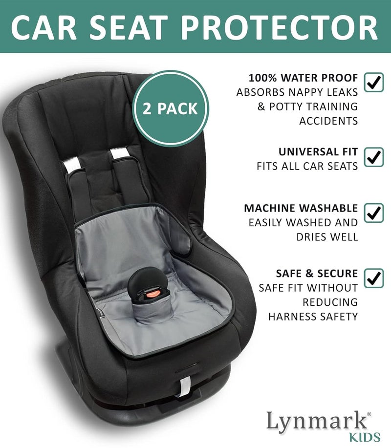 LynmarkÂ® 2x Potty Training Car Seat Protector Cover - Waterproof Soft Piddle Pads for Toddlers and Baby Carseat - Travel-Friendly Universal Washable Liner Mat for Spills, Nappy Leaks, Accidents - Grey - Image 2