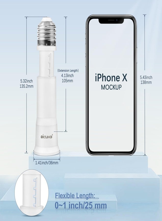 DiCUNO E26 3.15-4.13Inch/8-10.5CM Extension Flexible Socket Extender Adapter, E26 Edison Screw Converter, Light Socket Extender, Lamp Bulb Extension, 2-Pack - Image 3