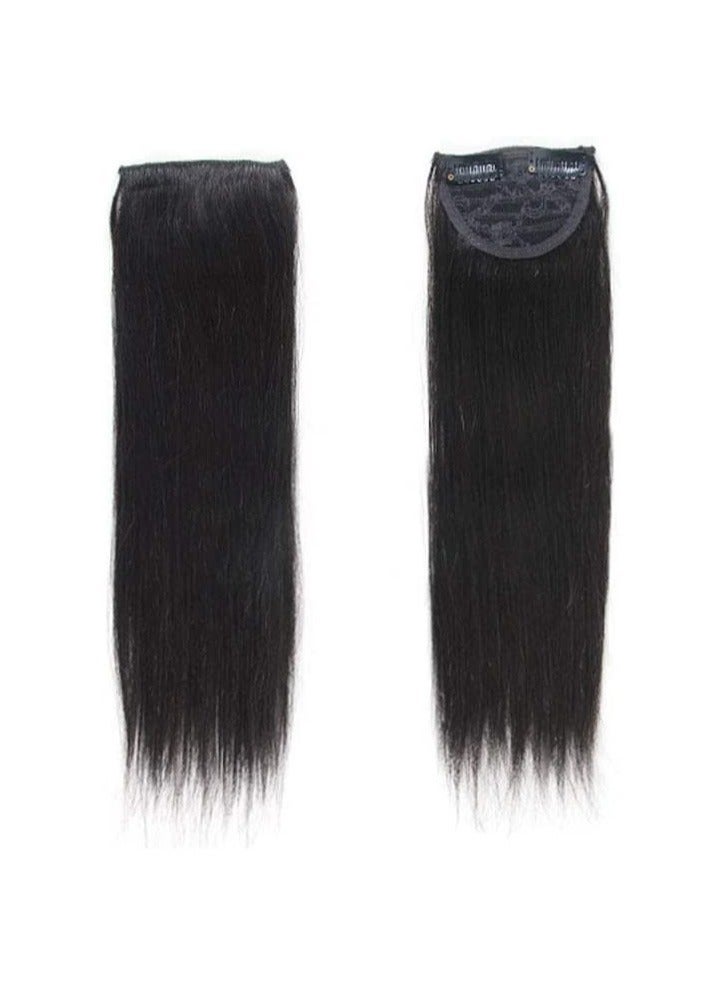 إستيل مشبك شعر طبيعي في قطع شعر غير مرئية قصيرة ومستقيمة وموجودة بشكل مزدوج لتنعيم الشعر مما يضيف كثافة شعر طبيعية باللون الأسود - Image 2