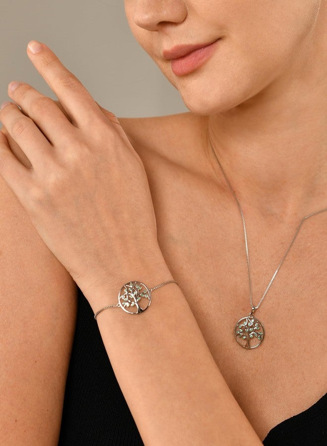 YL Tree Bracelet 925 Sterling Silver Tree of Life Link Bracelet Created Emerald Jewelry for Women - Image 2