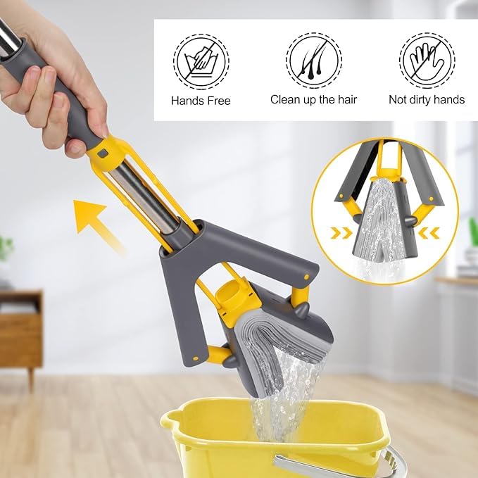 Clefairy PVA Sponge Mop for Floor Cleaning - Squeeze Roller With Self Wringing for Hardwood, Laminate, Tile, Marble, Ceramic - Easily Dry Wringing - Image 5