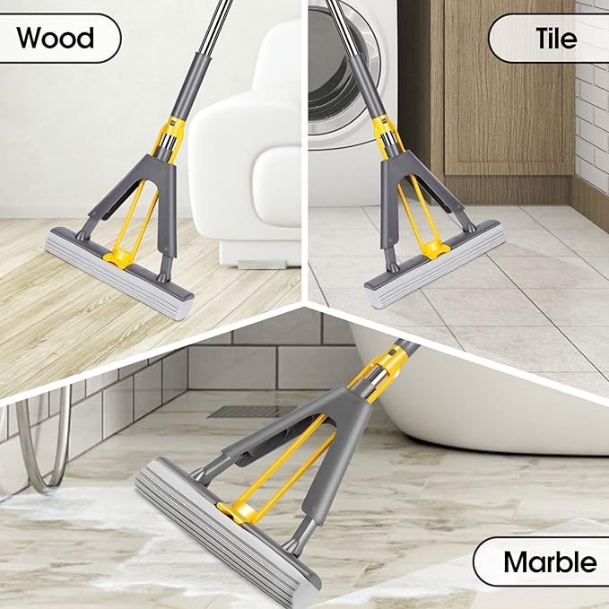 Clefairy PVA Sponge Mop for Floor Cleaning - Squeeze Roller With Self Wringing for Hardwood, Laminate, Tile, Marble, Ceramic - Easily Dry Wringing - Image 2
