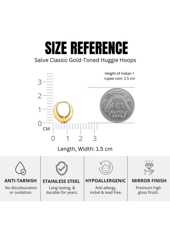 Salve Stylish Trendy Chunky Golden Dainty Small Huggie Hoop Earrings | Latest Fancy Trendy Hoops Bali Studs | Korean Fashion Jewellery Women & Girls (Oval) - Image 5