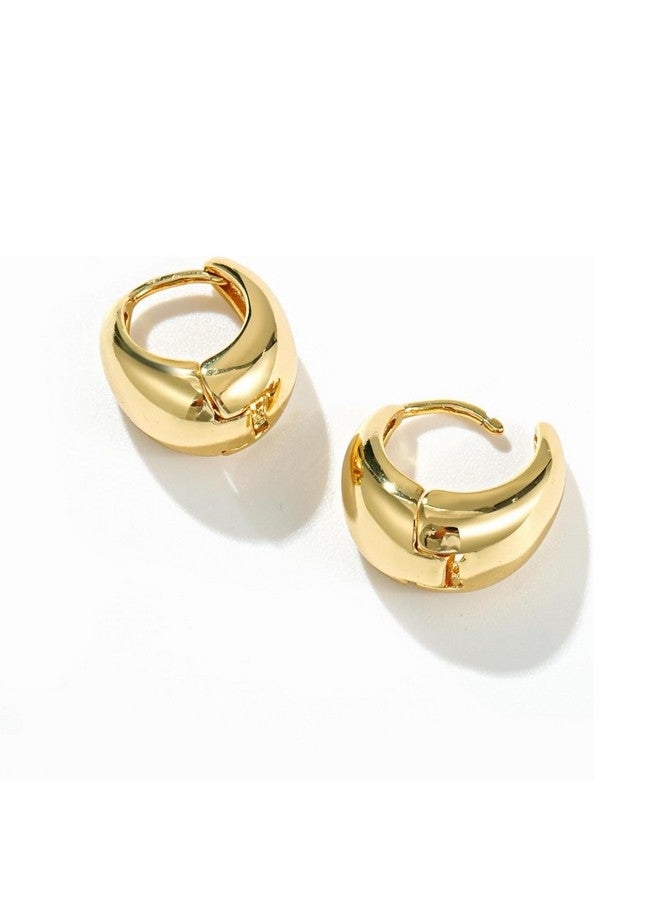 Salve Stylish Trendy Chunky Golden Dainty Small Huggie Hoop Earrings | Latest Fancy Trendy Hoops Bali Studs | Korean Fashion Jewellery Women & Girls (Oval) - Image 3