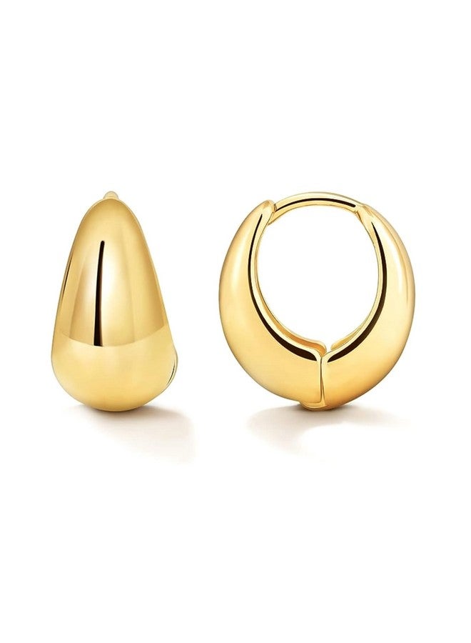 Salve Stylish Trendy Chunky Golden Dainty Small Huggie Hoop Earrings | Latest Fancy Trendy Hoops Bali Studs | Korean Fashion Jewellery Women & Girls (Oval) - Image 1