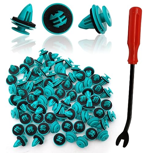 TOPCNOEM 100Pcs Door Trim Panel Retainer Clips Compatible with Toyota Tacoma Sienna Cruiser Avalon Corolla Camry Tundra Sequoia Matrix Prius RAV4 Lexus Scion Land, 1Pcs Fastener Remover 90467-10188 - Image 1