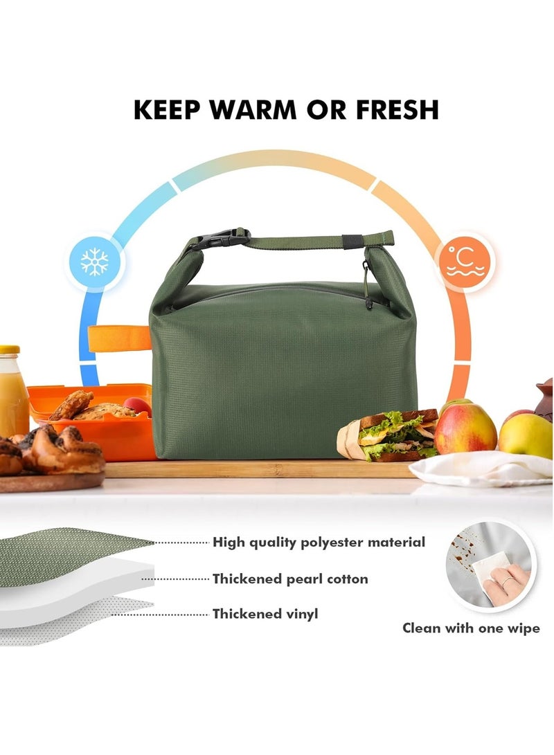 Adando Lunch Bag for Adult Women Men: Reusable High Capacity Lunch Tote Bags - Small Leakproof Cooler Lunch Box Bag for Work, Office, Picnic, Travel (Green) - Image 4