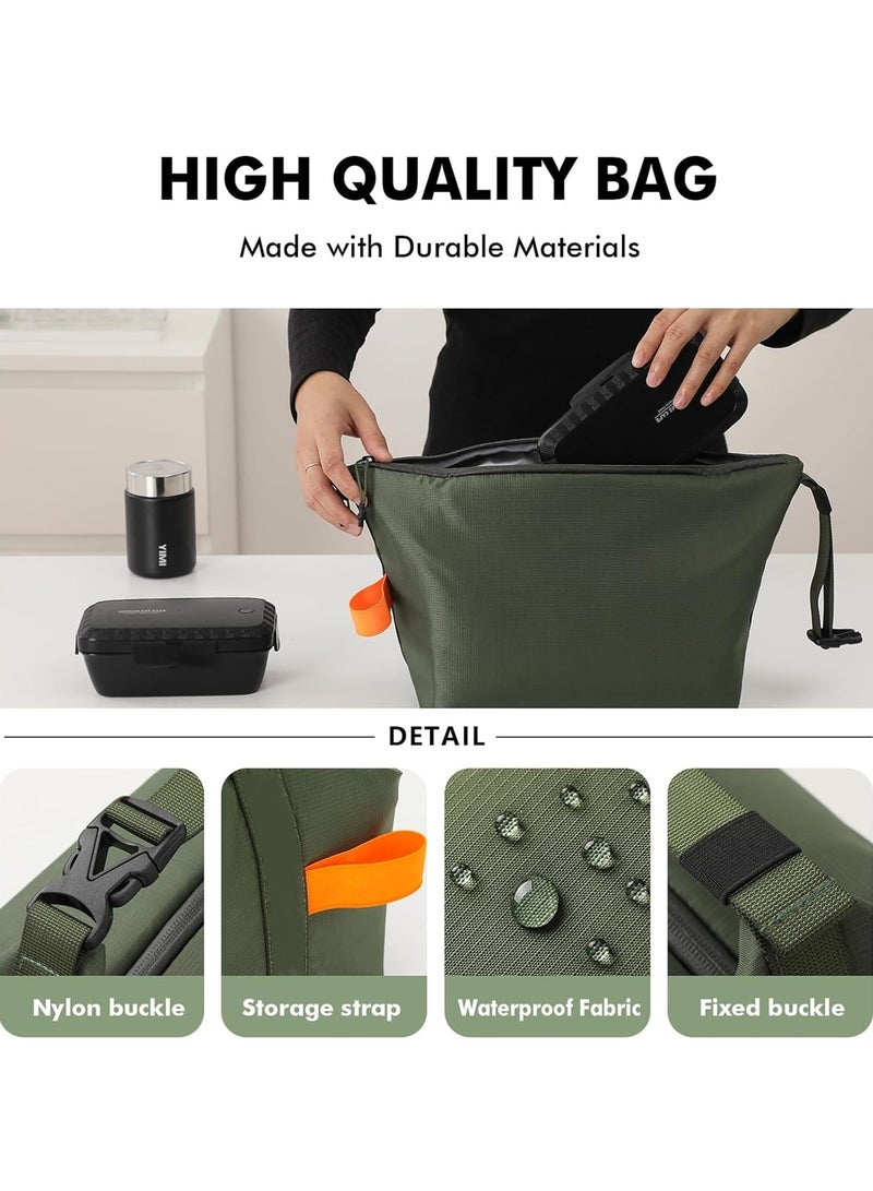 Adando Lunch Bag for Adult Women Men: Reusable High Capacity Lunch Tote Bags - Small Leakproof Cooler Lunch Box Bag for Work, Office, Picnic, Travel (Green) - Image 3