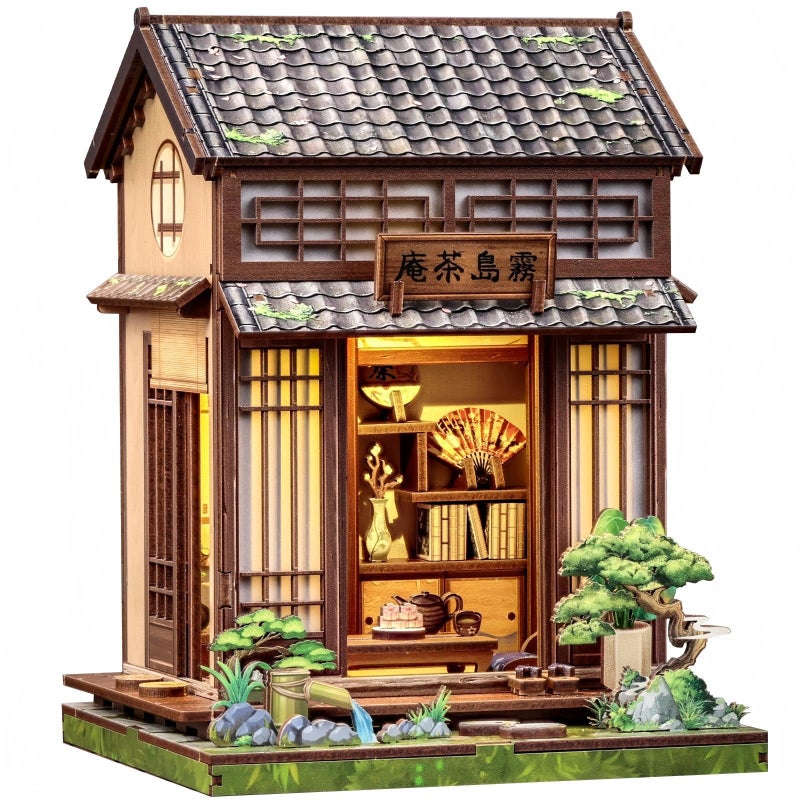 Fsolis Book Nook Kit Japanese DIY Miniature House Kit for Adults Mini House Tiny 3D Puzzles Craft Bookshelf Diorama Decor Gifts for Women Teenagers Book Lovers Japanese Tea Room - Image 3