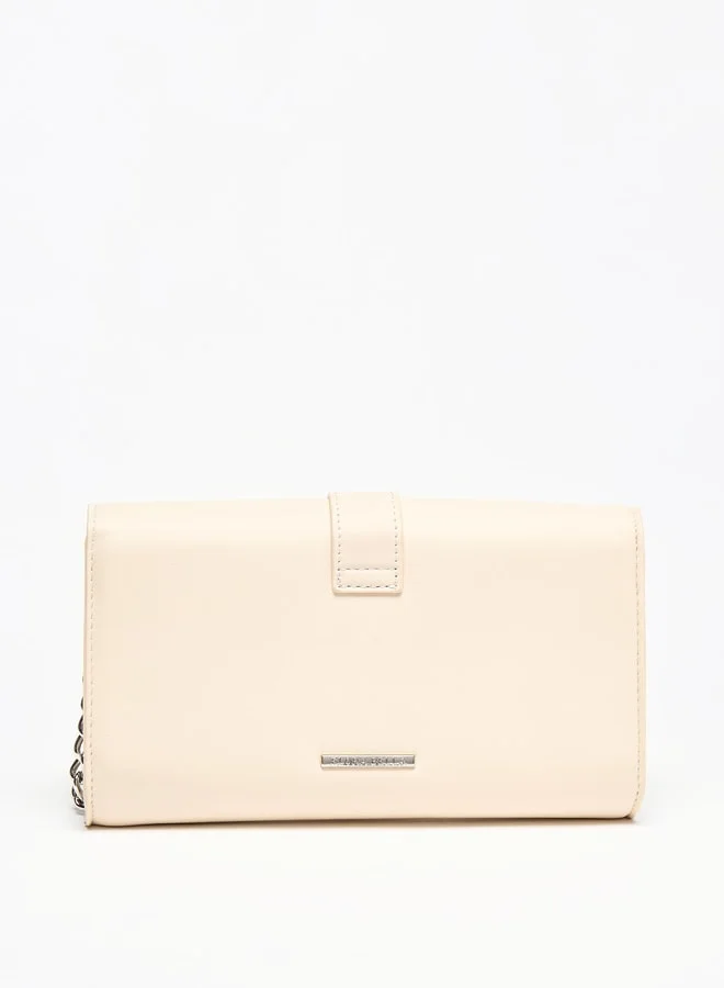 فلورا بيلا من شو إكسبرس Women Solid Clutch with Magnetic Button Closure and Embellished Accent