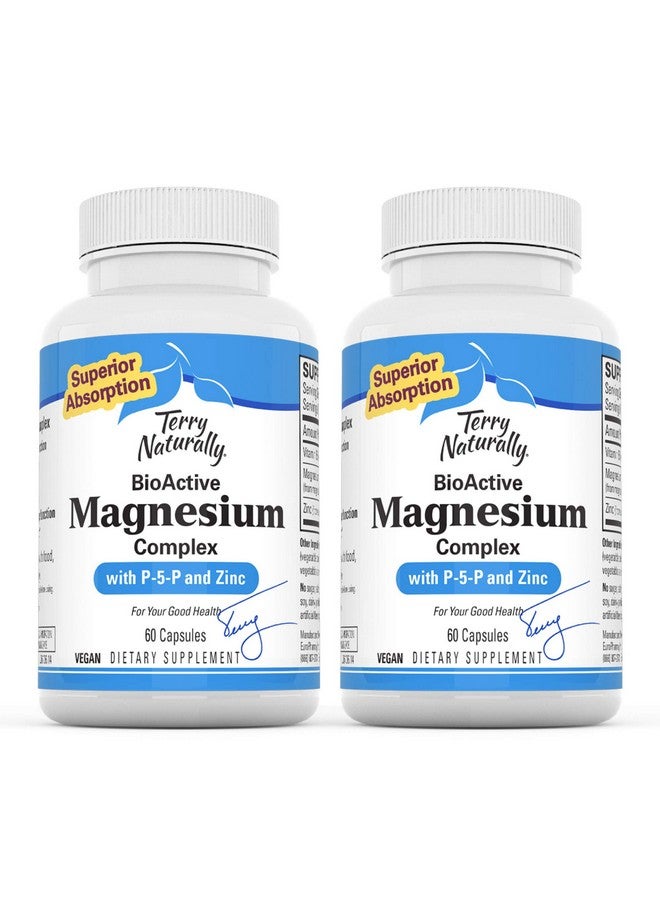 Terry Naturally Bioactive Magnesium Complex 2 Pack 60 Vegan Capsules Vitamin B6 Pyridoxal5Phosphate Zinc  Magnesium Supplement Supports Heart Health 120 Servings - Image 2