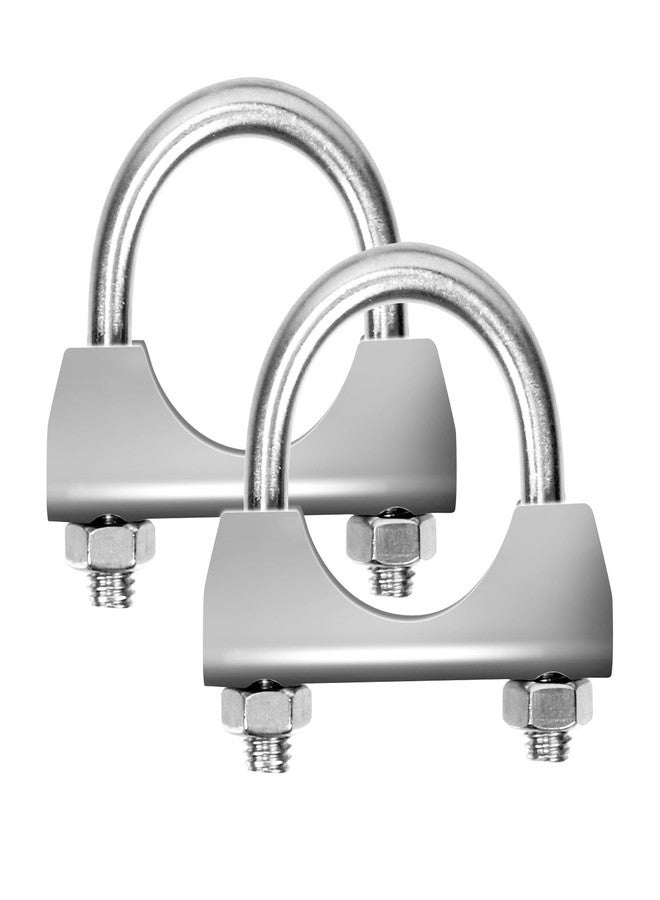 Glarks 2Pcs 32MM (1-1/4in) Stainless Steel U-Clamps Muffler Exhaust Clamps with Saddle Flange for Exhaust Tail Pipe - Image 1