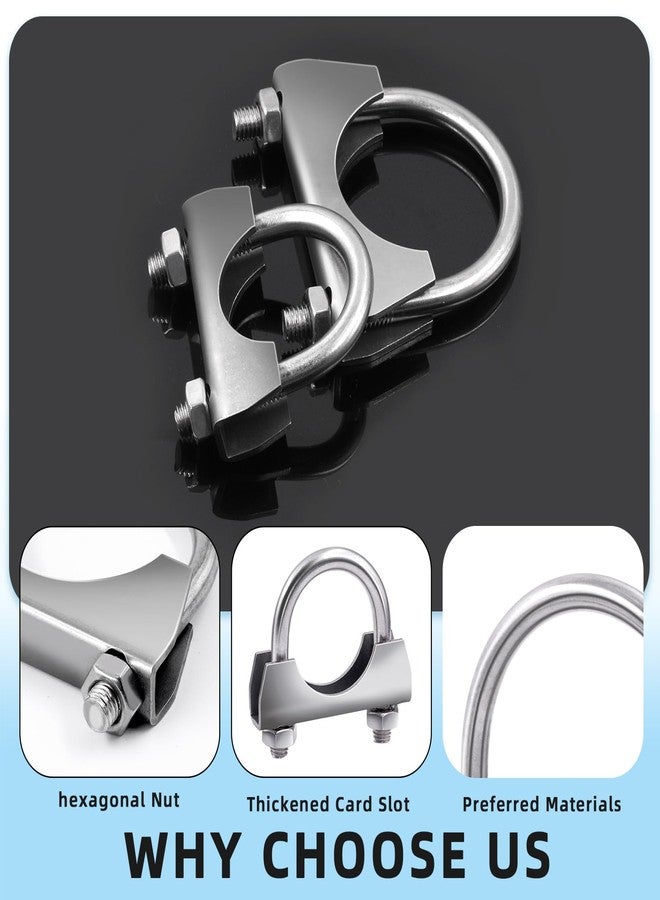 Glarks 2Pcs 32MM (1-1/4in) Stainless Steel U-Clamps Muffler Exhaust Clamps with Saddle Flange for Exhaust Tail Pipe - Image 3