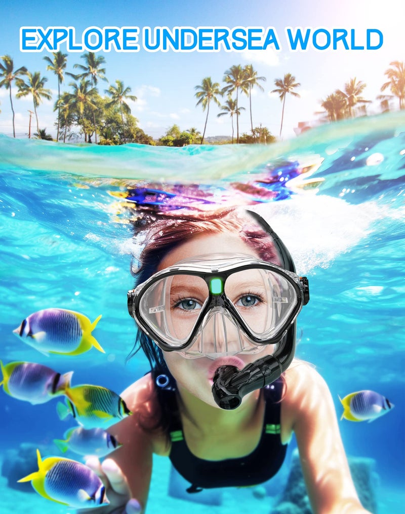 Gintenco Kids Snorkel Set, Diving Mask for Children as Unisex Kids Swimming Goggles, Anti-Fog Diving Mask and Dry Top Snorkel Combo Set for Junior and Youth - Image 2
