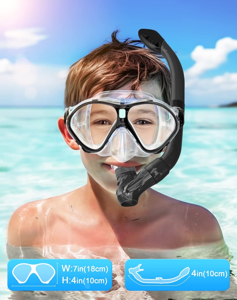 Gintenco Kids Snorkel Set, Diving Mask for Children as Unisex Kids Swimming Goggles, Anti-Fog Diving Mask and Dry Top Snorkel Combo Set for Junior and Youth - Image 4
