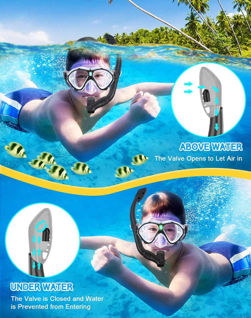 Gintenco Kids Snorkel Set, Diving Mask for Children as Unisex Kids Swimming Goggles, Anti-Fog Diving Mask and Dry Top Snorkel Combo Set for Junior and Youth - Image 3