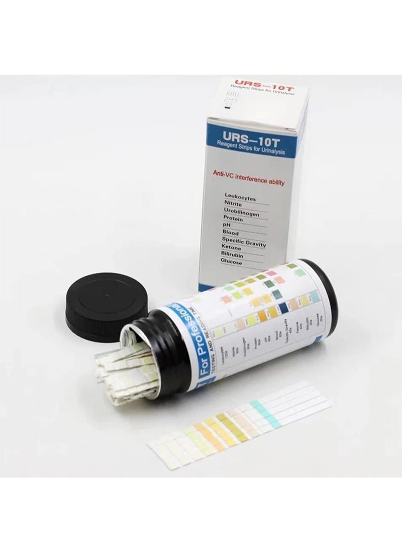 URs - URS-10T Reagent for Urinalysis 100 Pieces Contain Leukocytes Nitrite Urobilinogen Protein pH Blood Specific Gravity Ketone Bilirubin Glucose Test Analysis Urine Test Strips for Testing Body Urine Ketosis Levels, Paleo and Low Carb Diets - Image 1