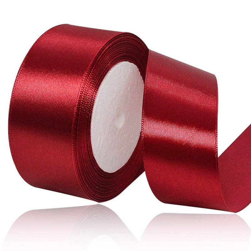 Solid Color Burgundy Satin Ribbon 1 Inches x 25 Yards Fabric Satin Ribbon for Gift Wrapping Crafts Hair Bows Making Wreath Wedding Party Decoration and Other Sewing Projects