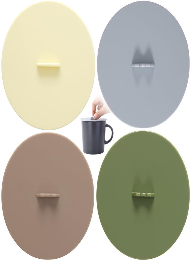 Winsyison 4pcs Silicone Cups Cover Lids, 3.88in, 4 Colors - Image 1