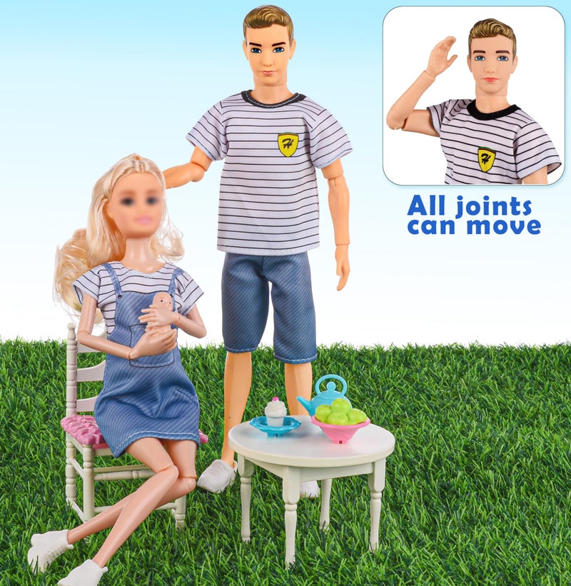 dollbie Dolls Family Playset with Baby Stroller Set- 6 People, Pets & Accessories for 3-12 Years Old | Toddler Gift with Pregnant Mom, Dad, 3 Kids, Dogs, and Interactive Play - Image 5