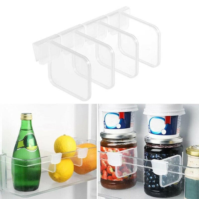 ZURITY ZURITY Plastic Refrigerator Internal Drawer Shelf Divider Clip Expandable Fridge Drawers Storage Partition Clips Storage Organizer Space Dividing Bottle Food Packets Organizer 4Pcs  - Image 3