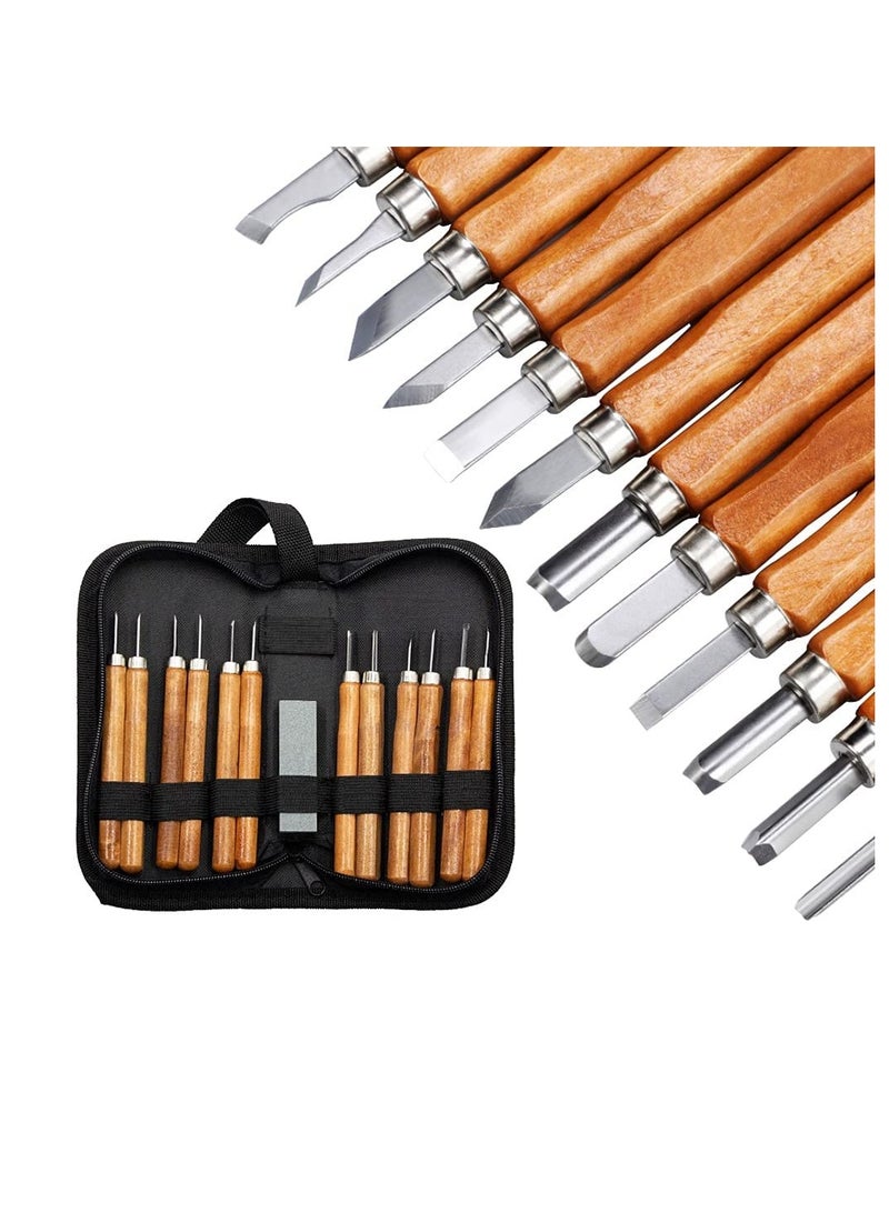 KASTWAVE Wood Carving Tools, 12 PCS with Grindstones Precision Carving Craft Knife Hobby Knife, Art Knife Stainless Steel Blades, for Cutting Carving Scrapbooking, Stencil, DIY Project, Fruit, Vegetable - Image 1