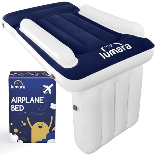LUMARA Toddler Airplane Bed - Inflatable Airplane Bed for Toddlers, Plane Baby Mattress for Kids - Blow Up Air Mattress for Child Flight Sleep with Safety Belt, Innovative Valves, No Pump Needed - Image 1