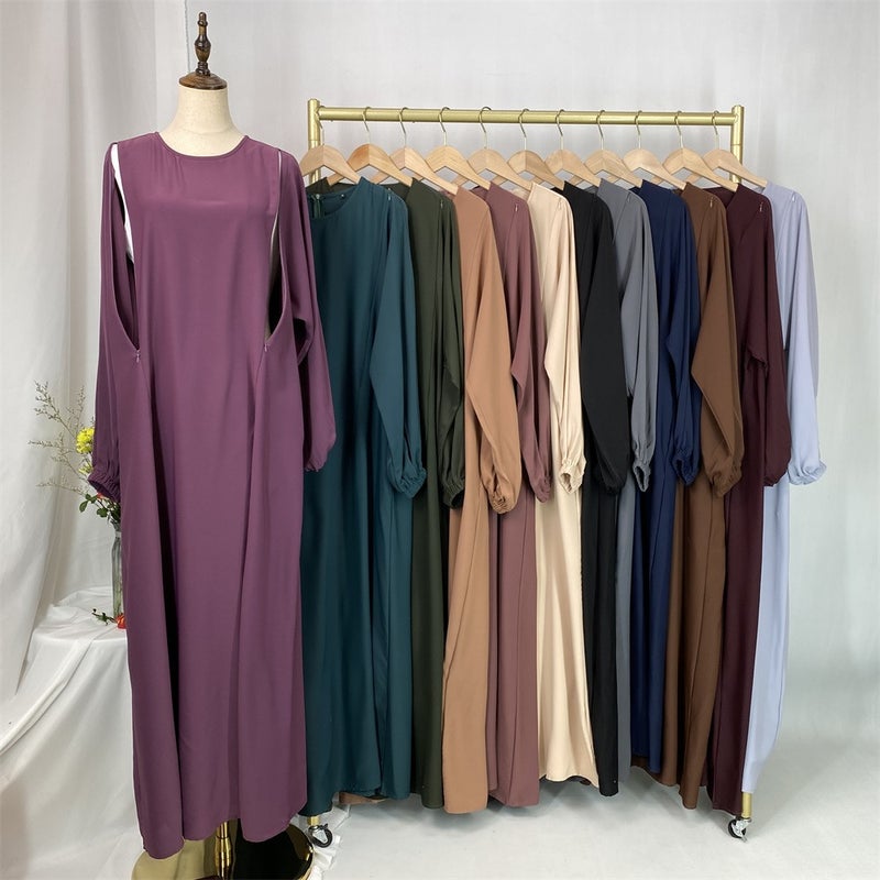 monica fashion Elegant Slim-Fit Front-Zip Muslim Nursing Dress - Image 4