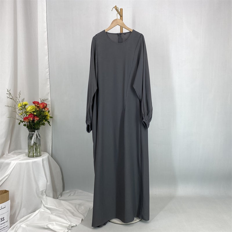 monica fashion Elegant Slim-Fit Front-Zip Muslim Nursing Dress - Image 2