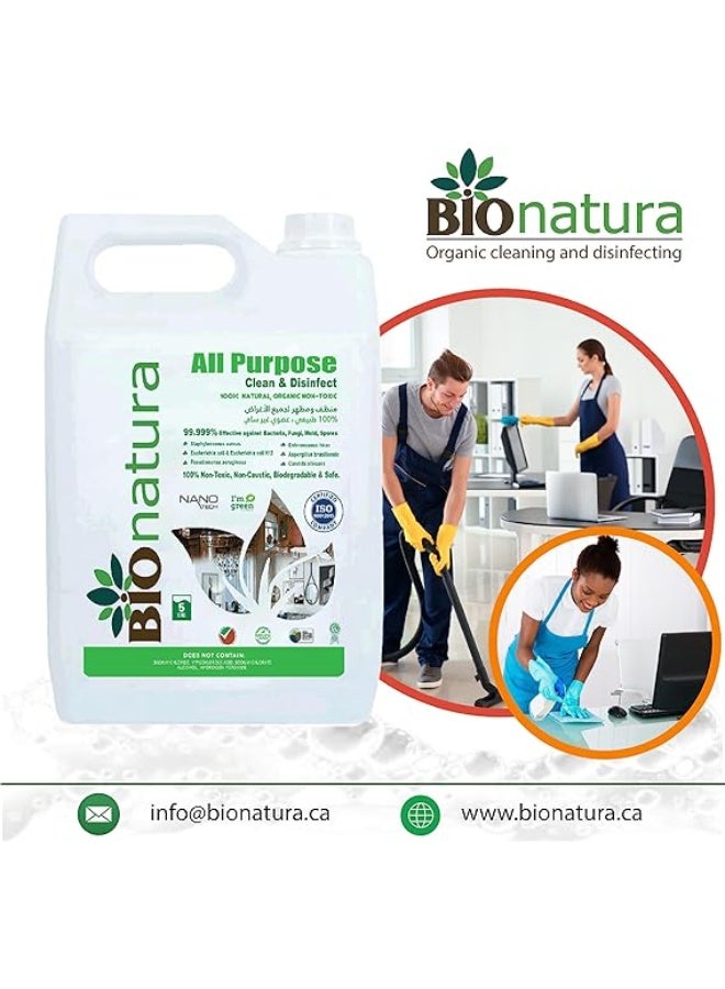 BioNatura منظف شامل عضوي 5 لتر - طبيعي، غير سام وقابل للتحلل - منظف متعدد الاستخدامات للأسطح - آمن للمطبخ، الحمام، الأرضيات وتنظيف المنزل - Image 2