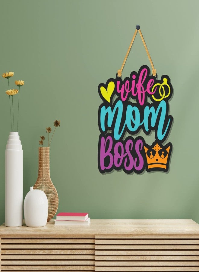 Bhai Please Wife Mom Boss Wooden Wall Decor | Hanging | Wall Art | Wooden Hanger for Living Room | Kitchen| Womens Day Gift for Wife, Mother, Mom, Daughter, Sister, Colleagues - Image 3