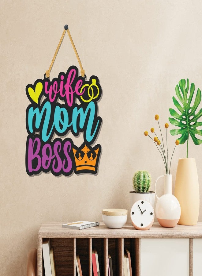 Bhai Please Wife Mom Boss Wooden Wall Decor | Hanging | Wall Art | Wooden Hanger for Living Room | Kitchen| Womens Day Gift for Wife, Mother, Mom, Daughter, Sister, Colleagues - Image 2