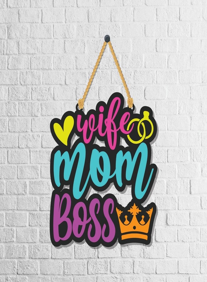 Bhai Please Wife Mom Boss Wooden Wall Decor | Hanging | Wall Art | Wooden Hanger for Living Room | Kitchen| Womens Day Gift for Wife, Mother, Mom, Daughter, Sister, Colleagues - Image 4