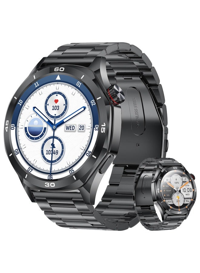 رولستيمي ساعة ذكية 1.52 بوصة ساعة ذكية اللياقة البدنية تشغيل ساعة بلوتوث عداد الخطى دعوة تذكير النشاط المقتفي متوافق مع الروبوت دائرة الرقابة الداخلية النساء الرجال حر اليدين المكالمات مقاوم للماء التحكم في الوسائط - Image 1