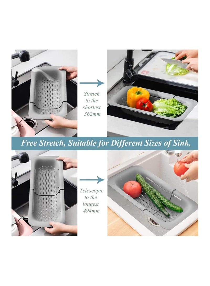Over the Sink Colander Strainer, Retractable Kitchen Sink Basket for Vegetables and Fruits, Extendable Food Strainers to Drain Pasta and Dry Dishes - Image 2
