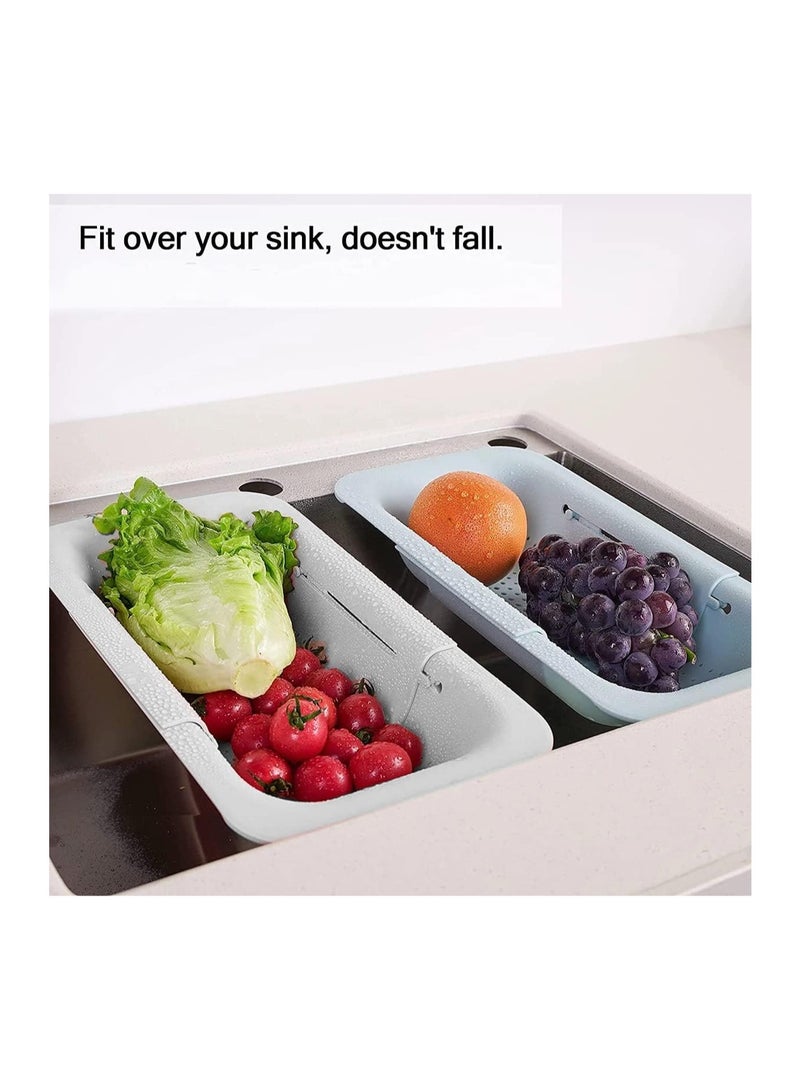 Over the Sink Colander Strainer, Retractable Kitchen Sink Basket for Vegetables and Fruits, Extendable Food Strainers to Drain Pasta and Dry Dishes - Image 3