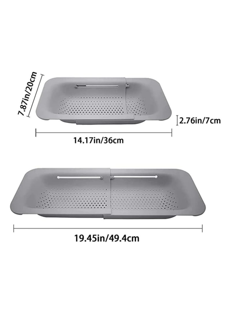 Over the Sink Colander Strainer, Retractable Kitchen Sink Basket for Vegetables and Fruits, Extendable Food Strainers to Drain Pasta and Dry Dishes - Image 4