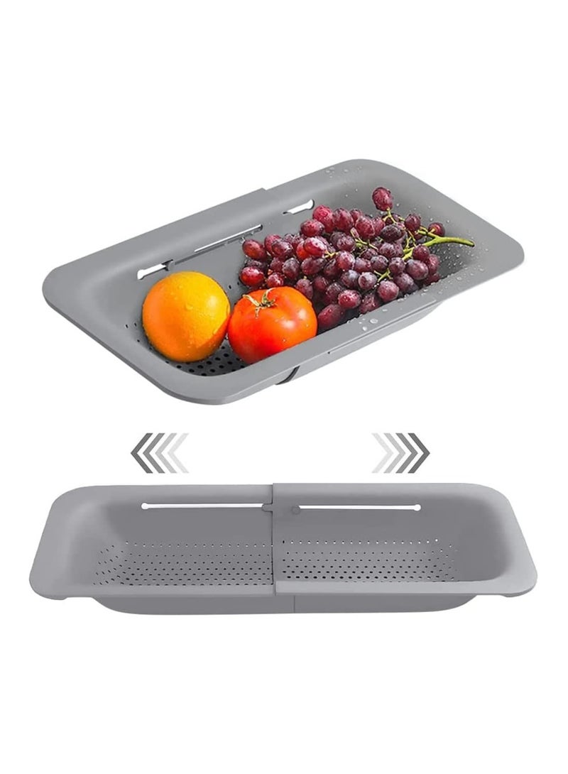 Over the Sink Colander Strainer, Retractable Kitchen Sink Basket for Vegetables and Fruits, Extendable Food Strainers to Drain Pasta and Dry Dishes - Image 1